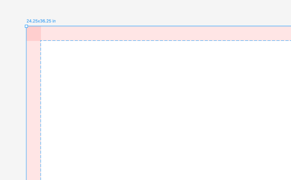 Figma layout guides being used to show where the bleed area is